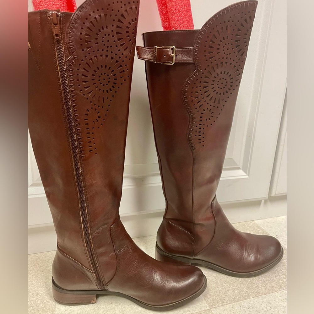 Gianni Bini Riding Boots Leather Brown Womens Size 6